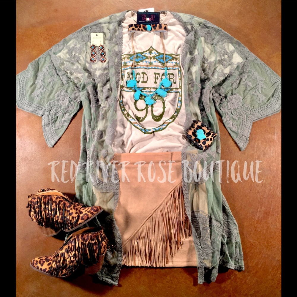 Sage Lace Midi Duster